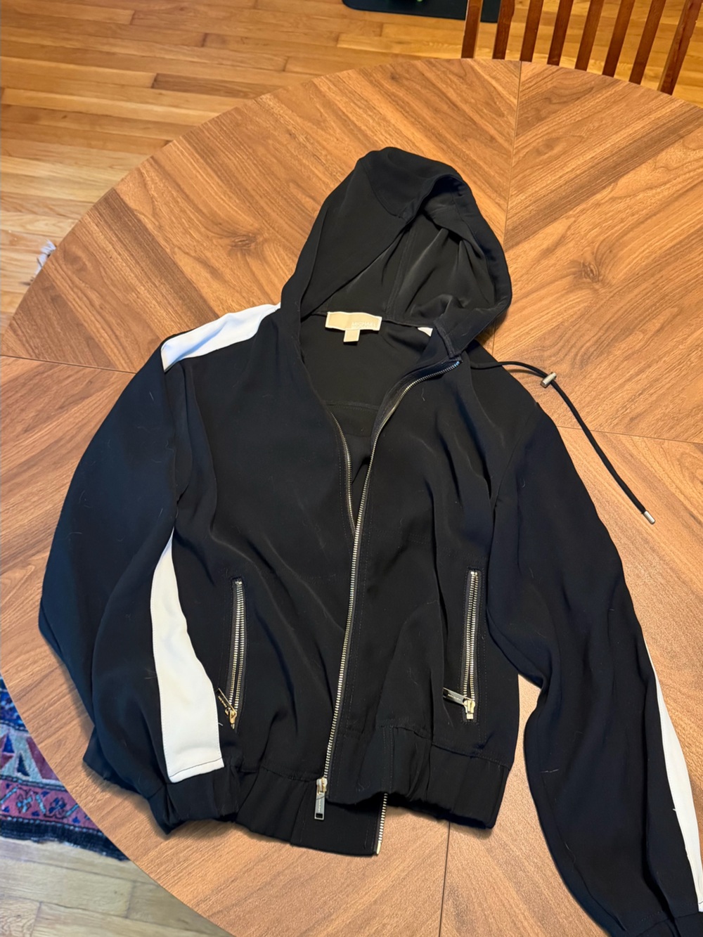 Michael Kors Black Joggers with White Side Panels and Zip Details